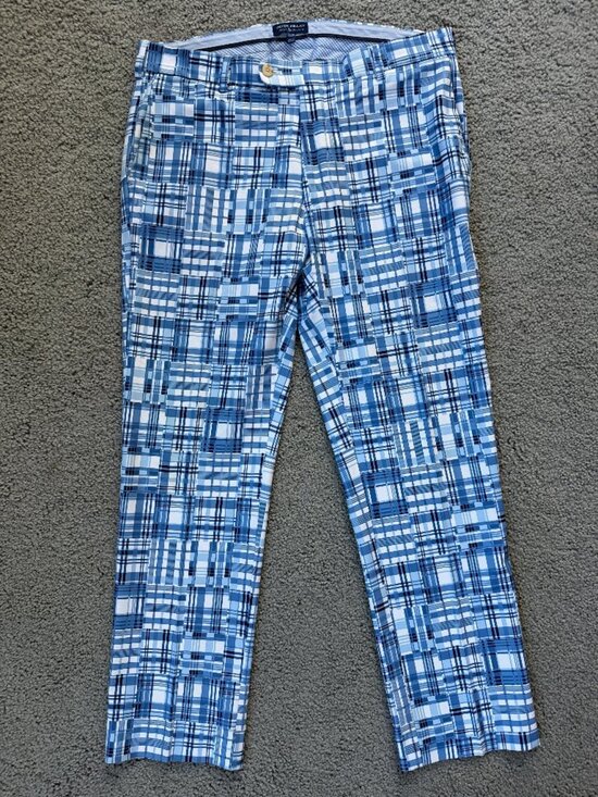 Peter Millar Other - Peter Millar Crown Crafted "Stealth Madras" Golf Pants Blue Patchwork Sz. 33/32